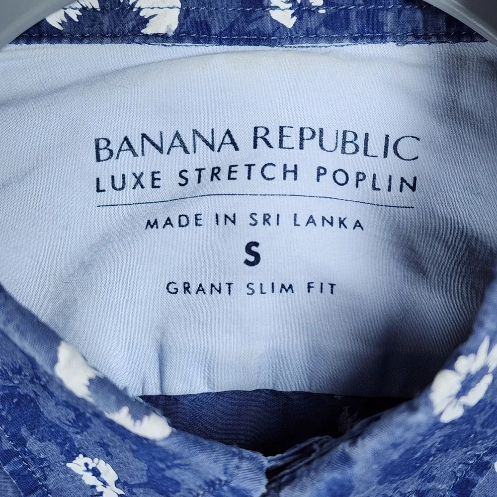 Banana Republic Button Down Mens Small Grant Slim Fit Floral Poplin Excellent